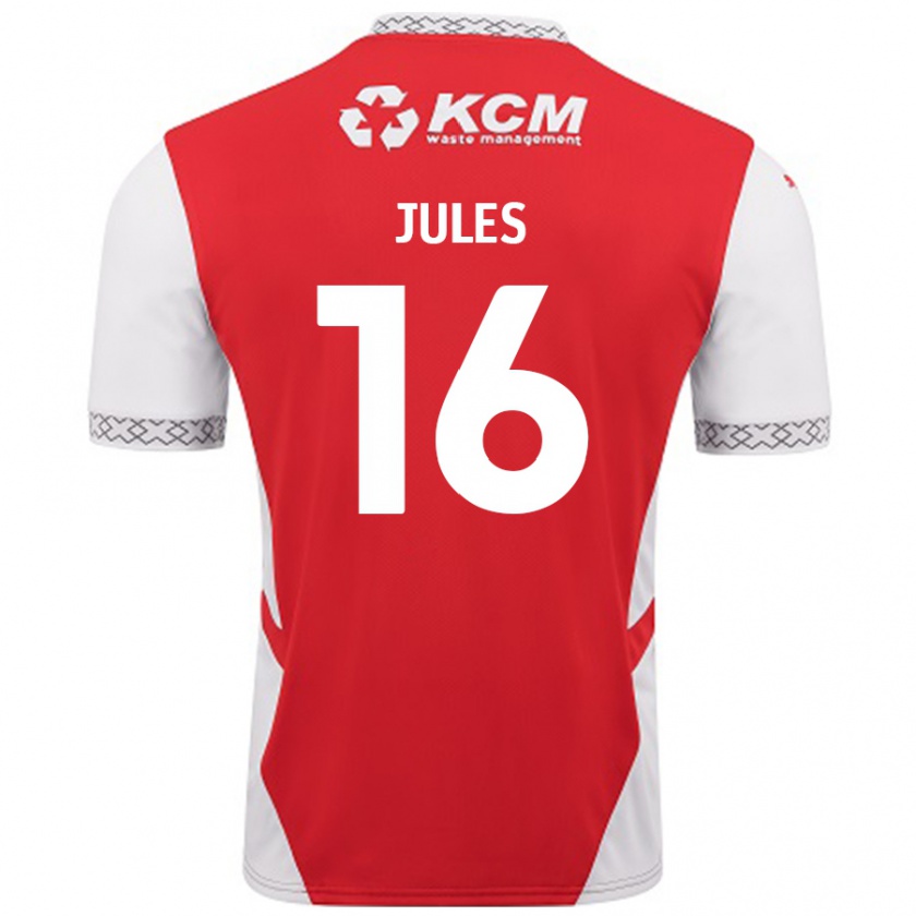 Kandiny Enfant Maillot Zak Jules #16 Rouge Blanc Tenues Domicile 2024/25 T-Shirt