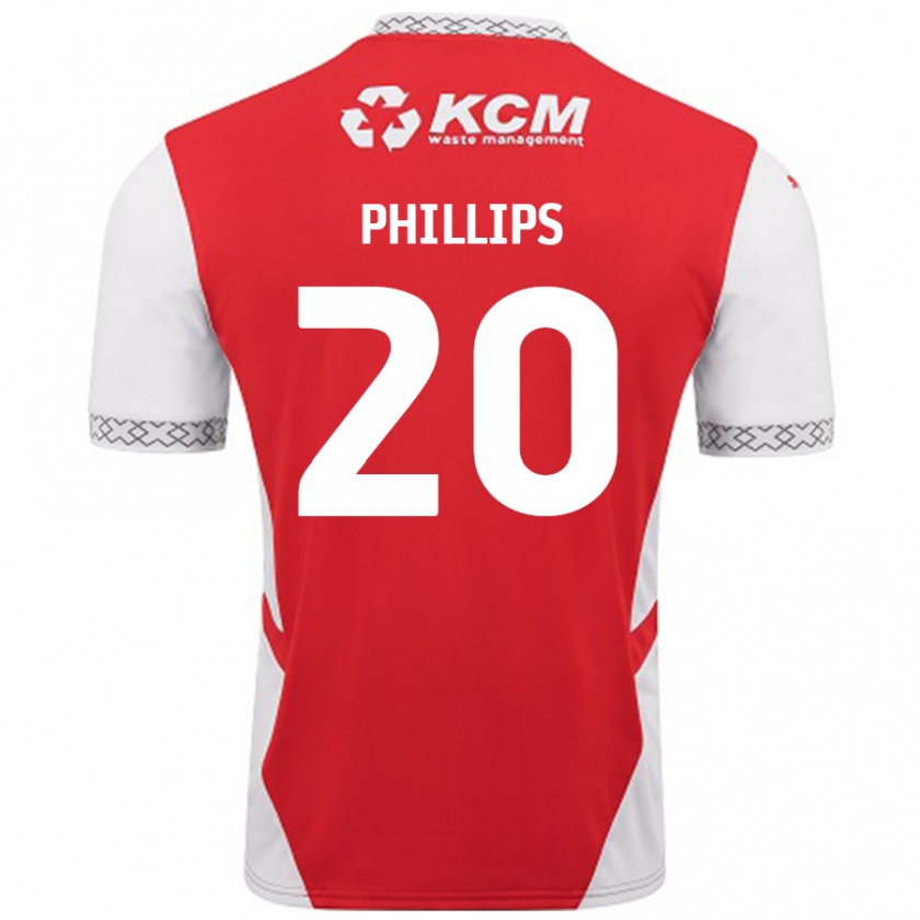 Kandiny Enfant Maillot Dillon Phillips #20 Rouge Blanc Tenues Domicile 2024/25 T-Shirt