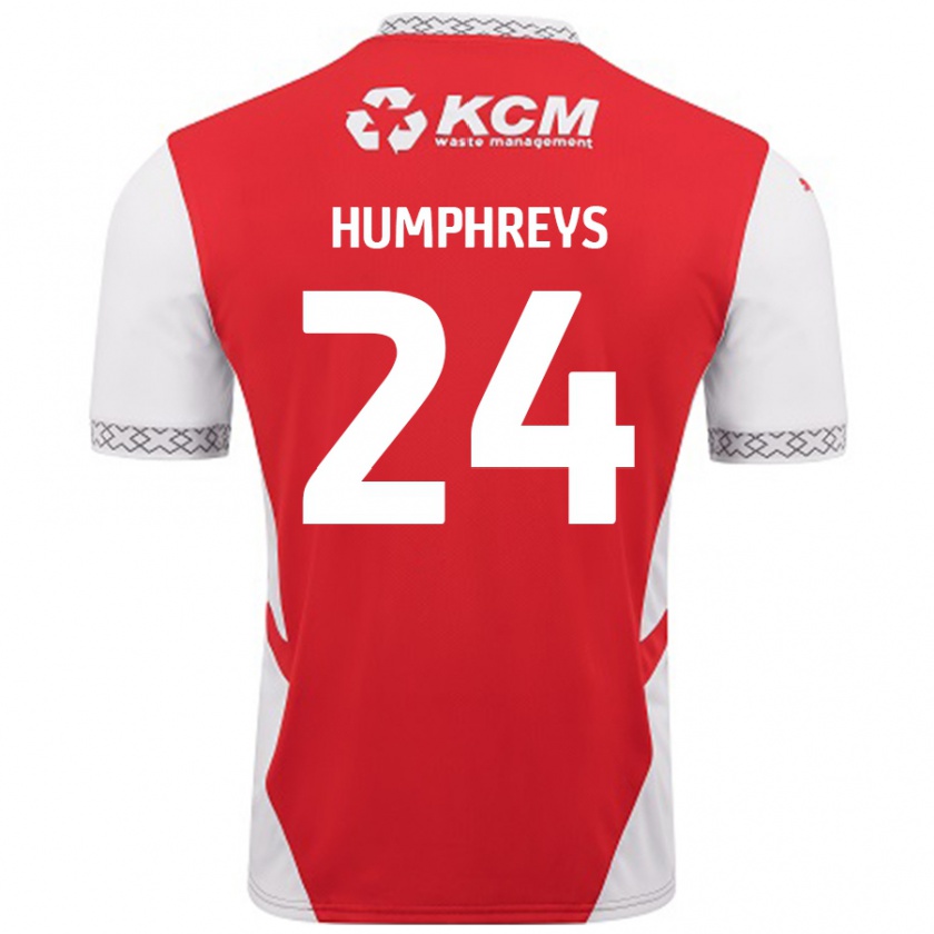 Kandiny Enfant Maillot Cameron Humphreys #24 Rouge Blanc Tenues Domicile 2024/25 T-Shirt