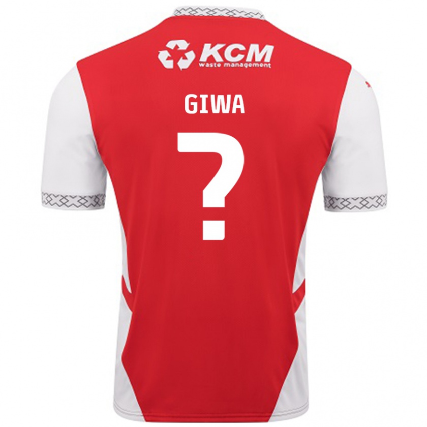 Kandiny Enfant Maillot George Giwa #0 Rouge Blanc Tenues Domicile 2024/25 T-Shirt