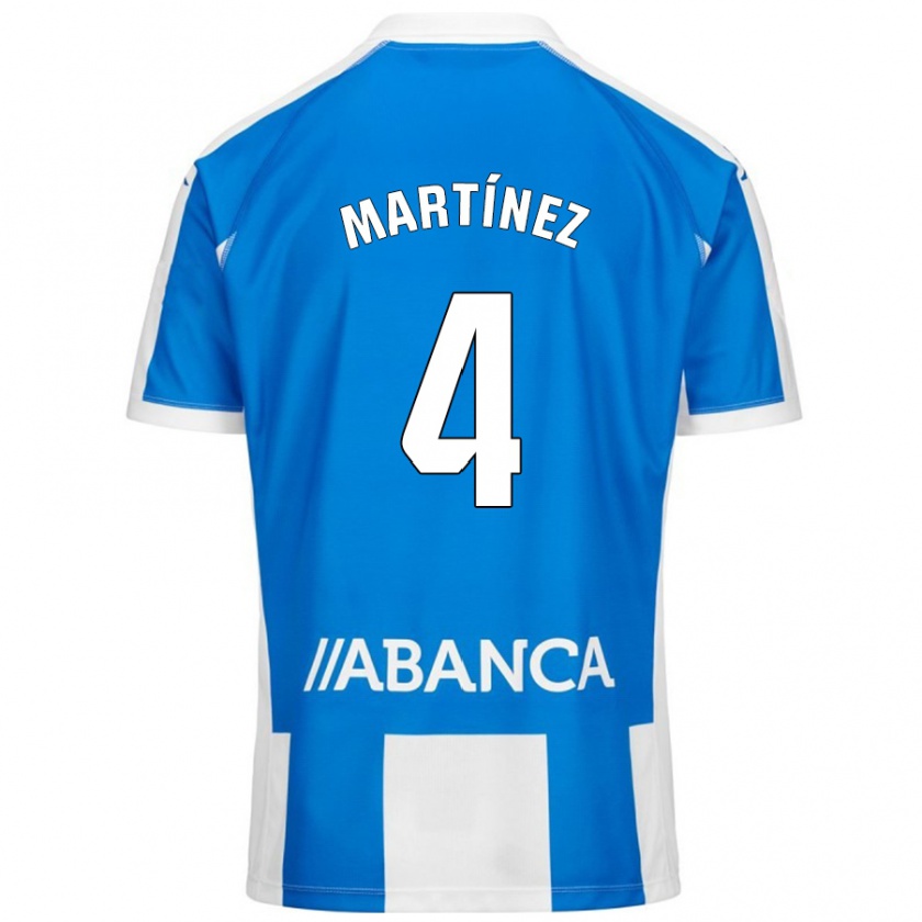 Kandiny Enfant Maillot Pablo Martínez #4 Bleu Blanc Tenues Domicile 2024/25 T-Shirt