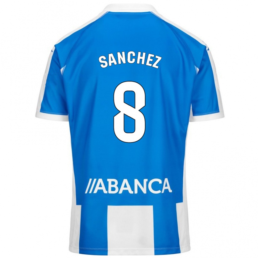 Kandiny Enfant Maillot Carlota Sánchez #8 Bleu Blanc Tenues Domicile 2024/25 T-Shirt