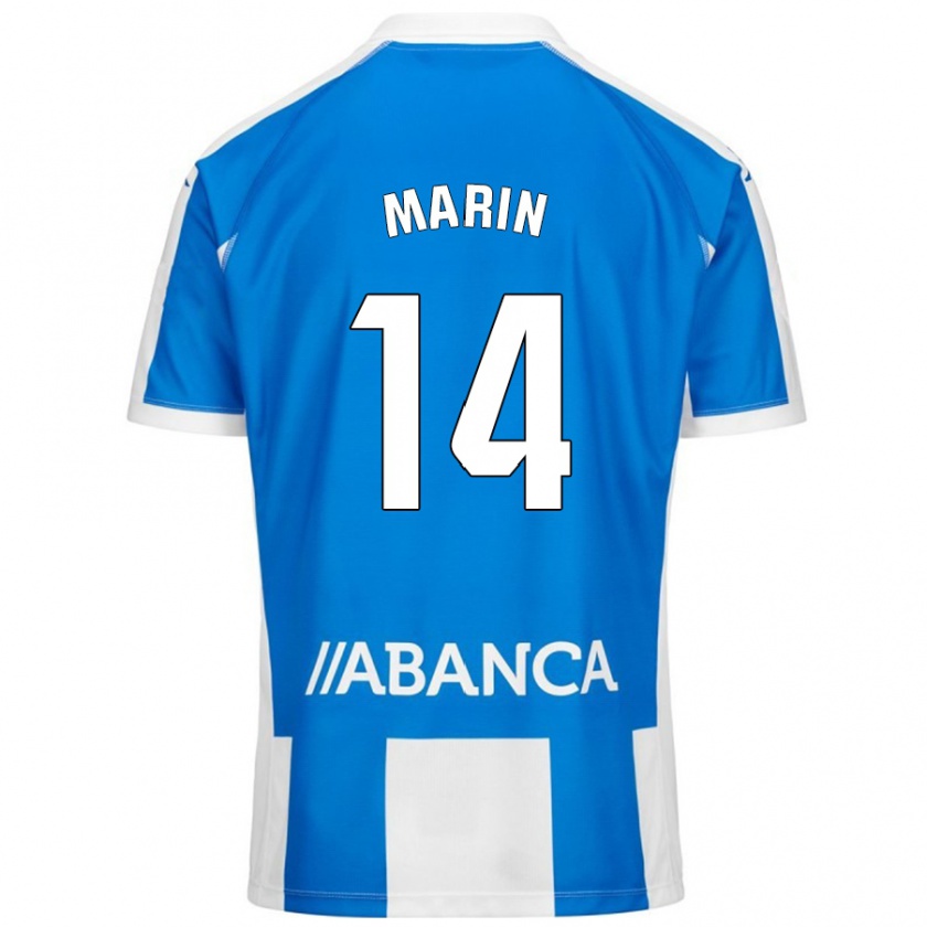 Kandiny Enfant Maillot Ainhoa Marín #14 Bleu Blanc Tenues Domicile 2024/25 T-Shirt