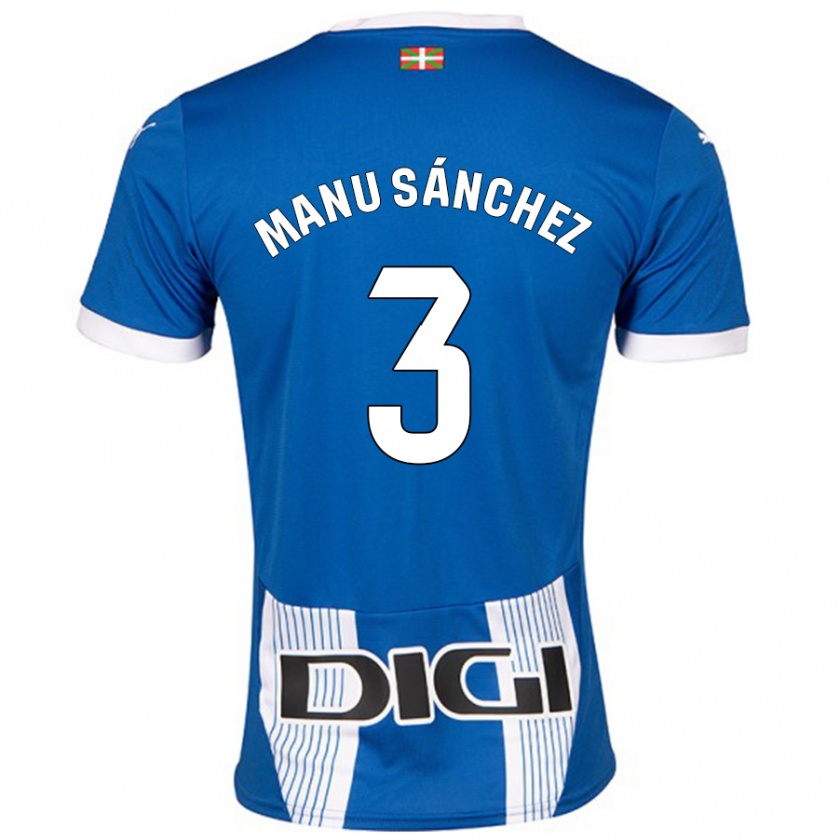 Kandiny Enfant Maillot Manu Sánchez #3 Bleu Tenues Domicile 2024/25 T-Shirt