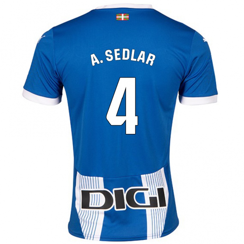 Kandiny Enfant Maillot Aleksandar Sedlar #4 Bleu Tenues Domicile 2024/25 T-Shirt