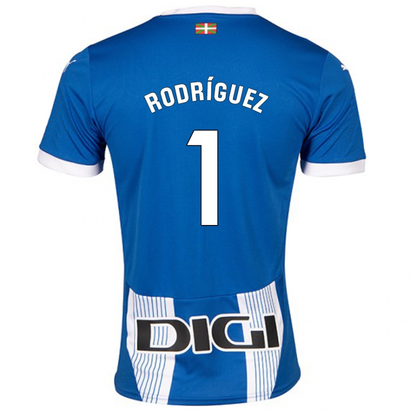 Kandiny Enfant Maillot Adrián Rodríguez #1 Bleu Tenues Domicile 2024/25 T-Shirt