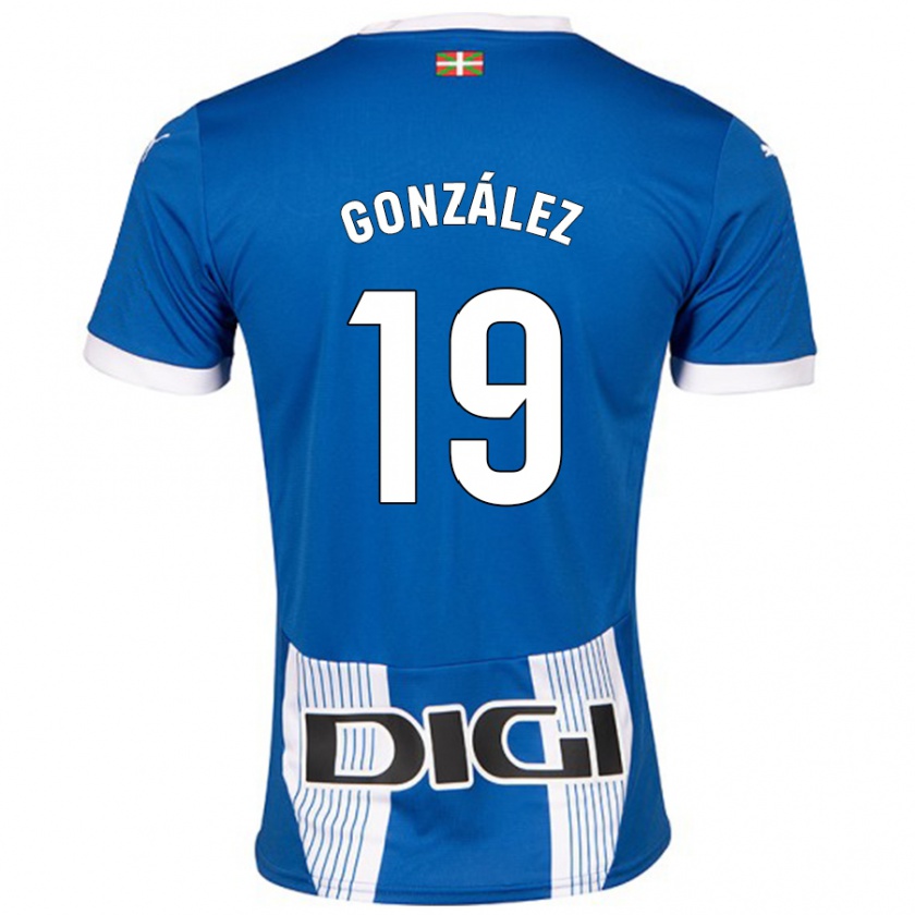 Kandiny Enfant Maillot Aimar González #19 Bleu Tenues Domicile 2024/25 T-Shirt