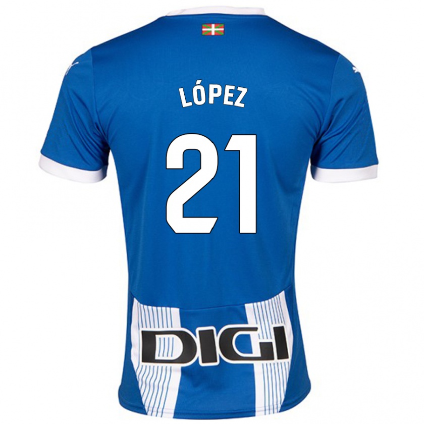 Kandiny Enfant Maillot Juanma López #21 Bleu Tenues Domicile 2024/25 T-Shirt