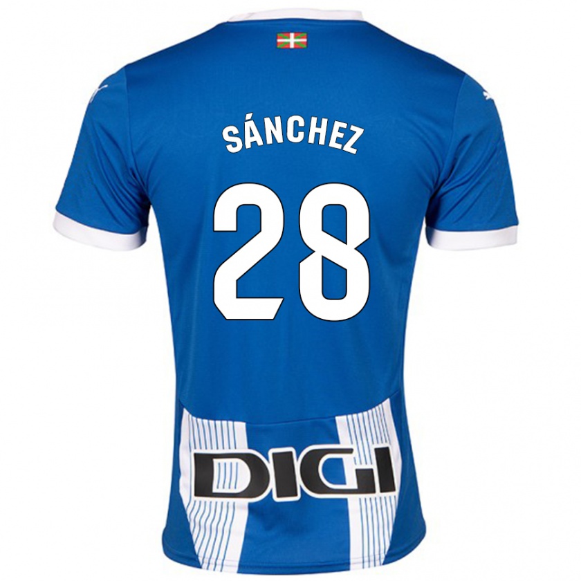 Kandiny Enfant Maillot Ander Sánchez #28 Bleu Tenues Domicile 2024/25 T-Shirt