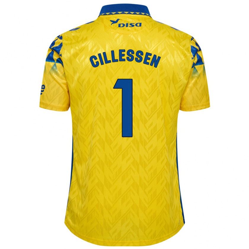 Kandiny Enfant Maillot Jasper Cillessen #1 Jaune Bleu Tenues Domicile 2024/25 T-Shirt