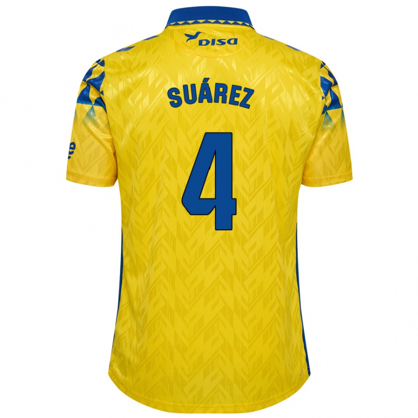 Kandiny Enfant Maillot Alex Suárez #4 Jaune Bleu Tenues Domicile 2024/25 T-Shirt