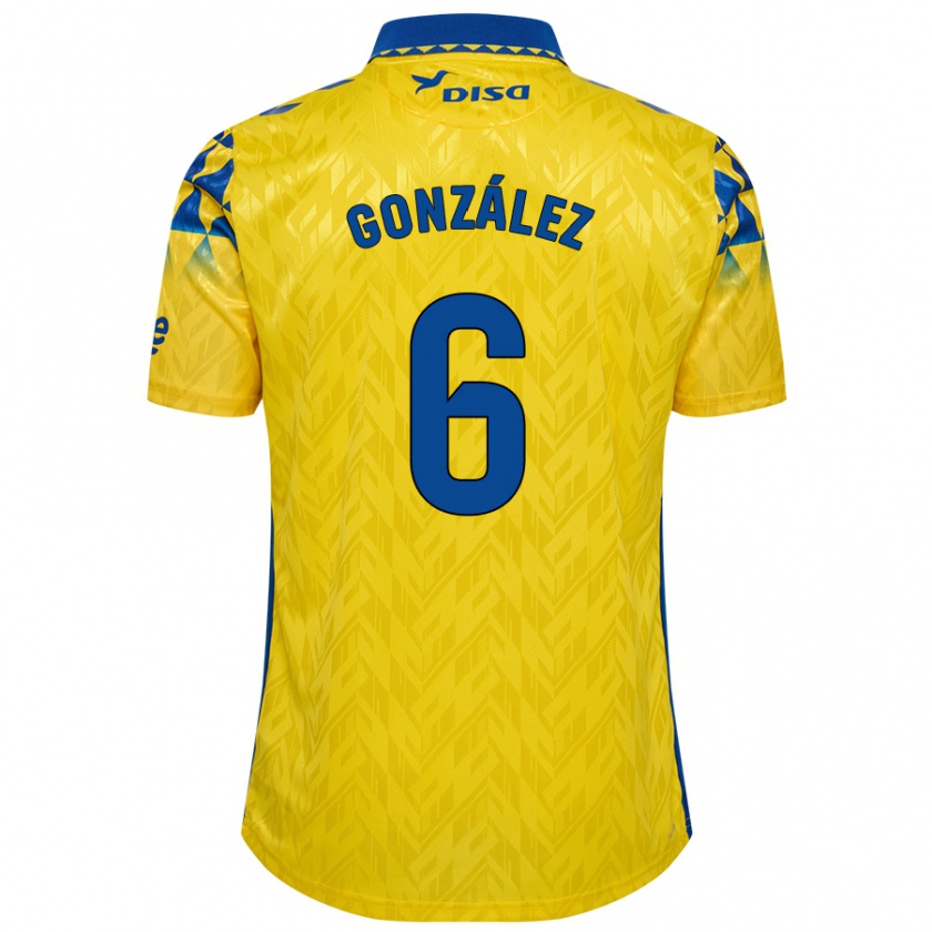 Kandiny Enfant Maillot Fabio González #6 Jaune Bleu Tenues Domicile 2024/25 T-Shirt