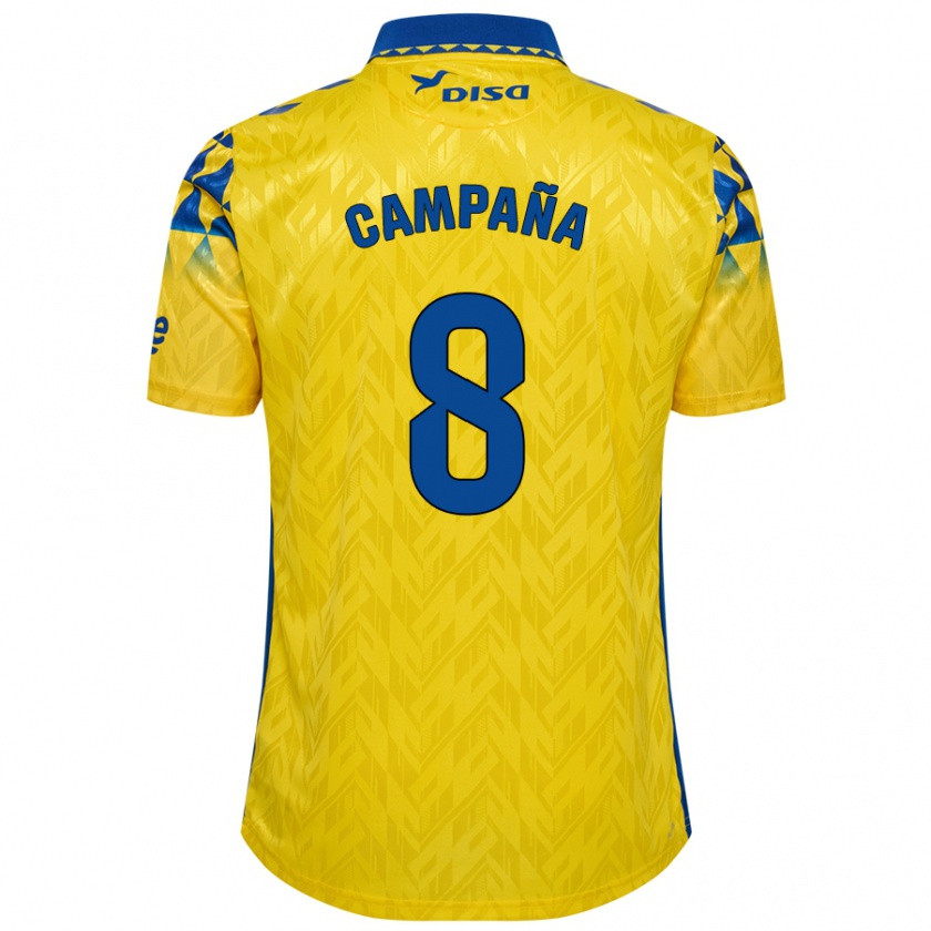 Kandiny Enfant Maillot José Campaña #8 Jaune Bleu Tenues Domicile 2024/25 T-Shirt