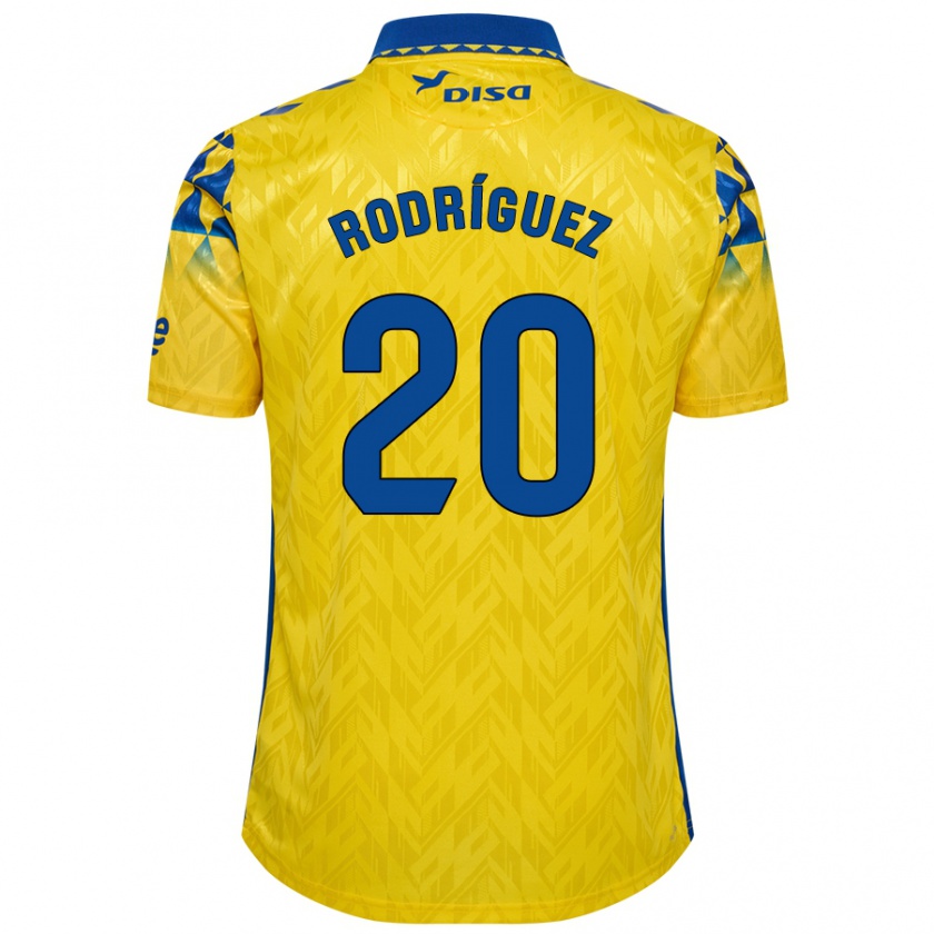 Kandiny Enfant Maillot Kirian Rodríguez #20 Jaune Bleu Tenues Domicile 2024/25 T-Shirt