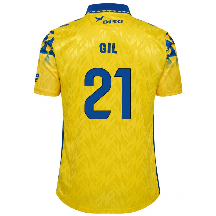 Kandiny Enfant Maillot Iván Gil #21 Jaune Bleu Tenues Domicile 2024/25 T-Shirt