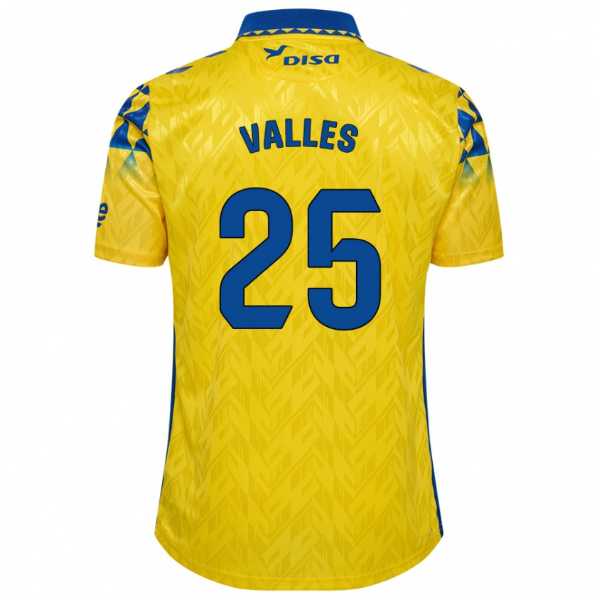 Kandiny Enfant Maillot Álvaro Valles #25 Jaune Bleu Tenues Domicile 2024/25 T-Shirt