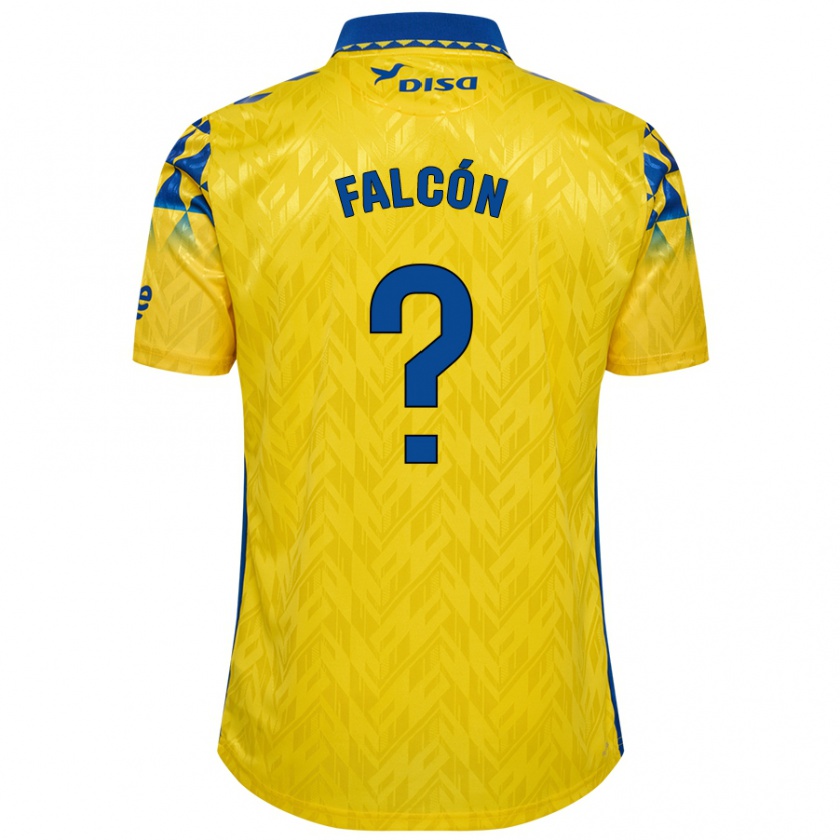 Kandiny Enfant Maillot Toni Falcón #0 Jaune Bleu Tenues Domicile 2024/25 T-Shirt