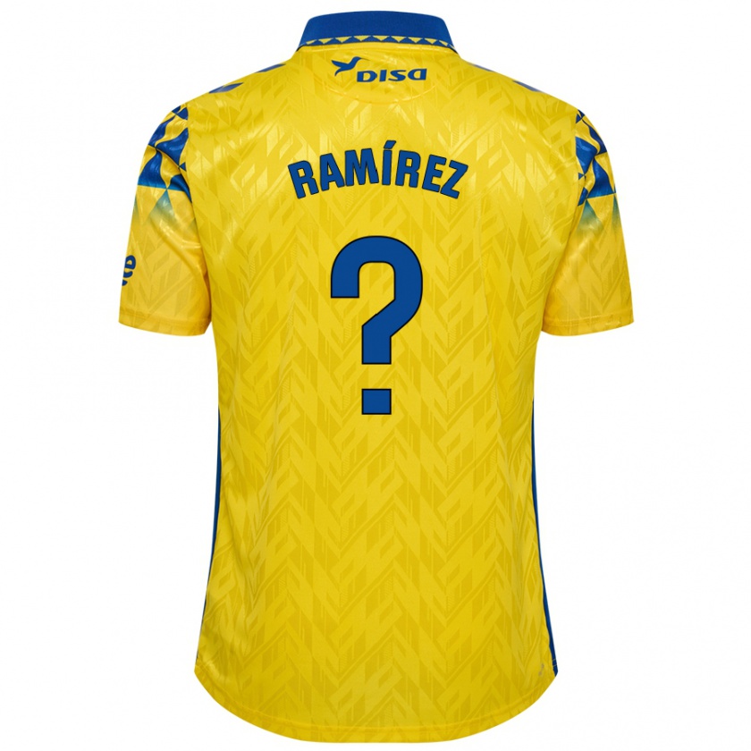 Kandiny Enfant Maillot Daniel Ramírez #0 Jaune Bleu Tenues Domicile 2024/25 T-Shirt