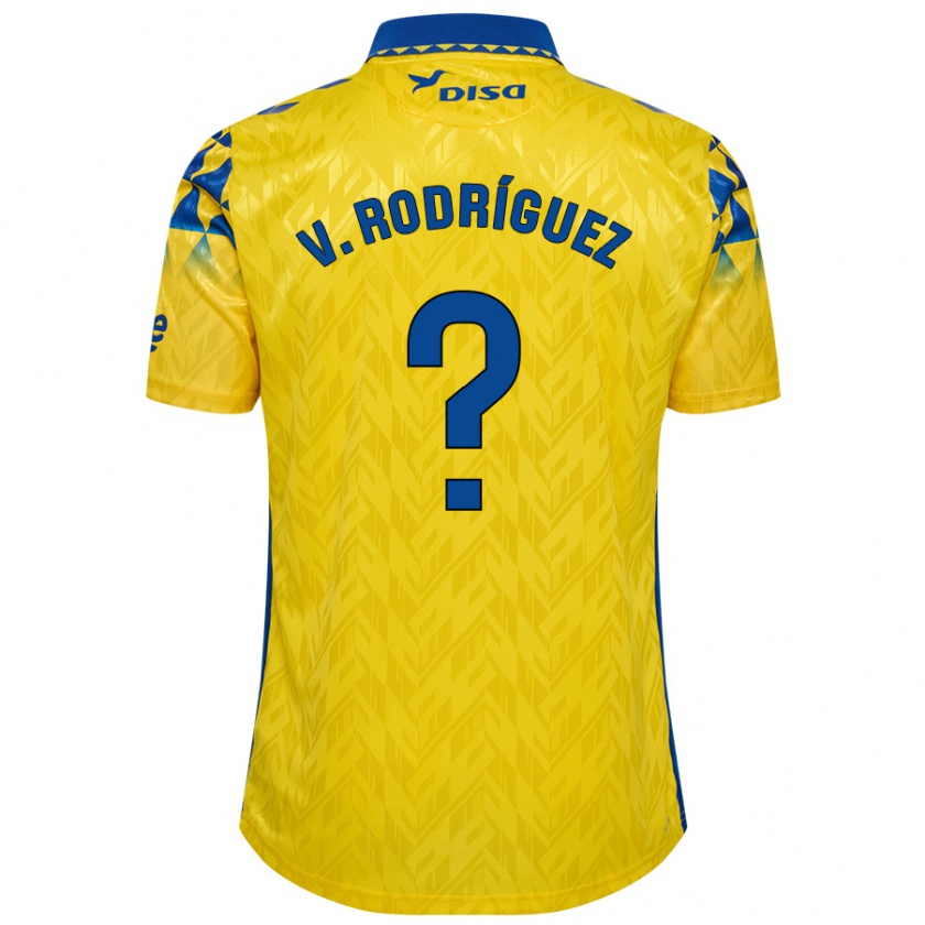 Kandiny Enfant Maillot Carlos Vicente Rodríguez #0 Jaune Bleu Tenues Domicile 2024/25 T-Shirt