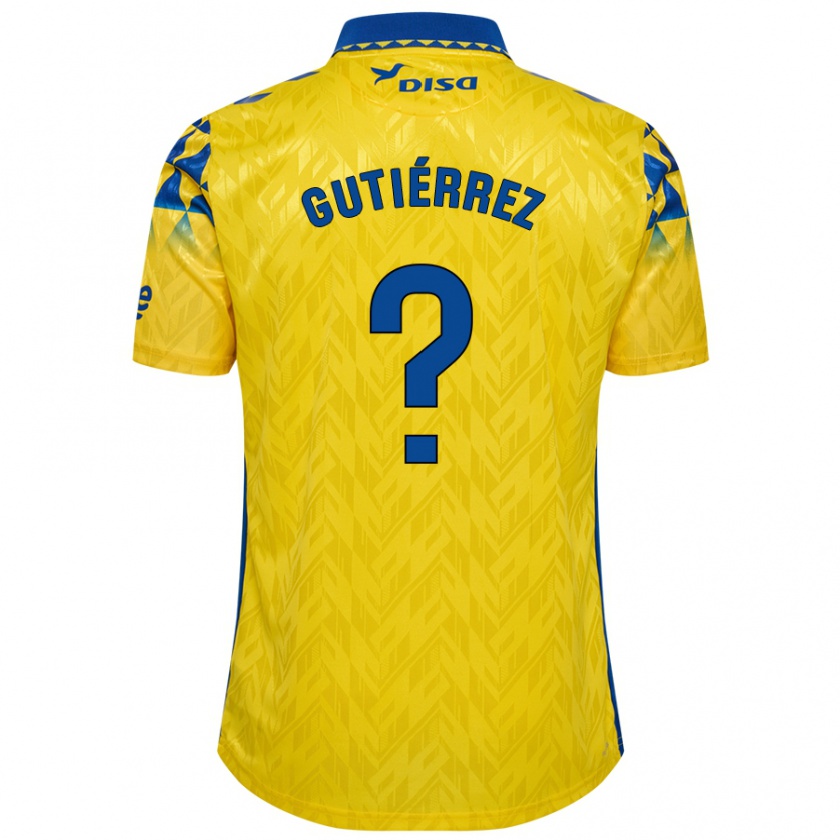 Kandiny Enfant Maillot Marco Gutiérrez #0 Jaune Bleu Tenues Domicile 2024/25 T-Shirt