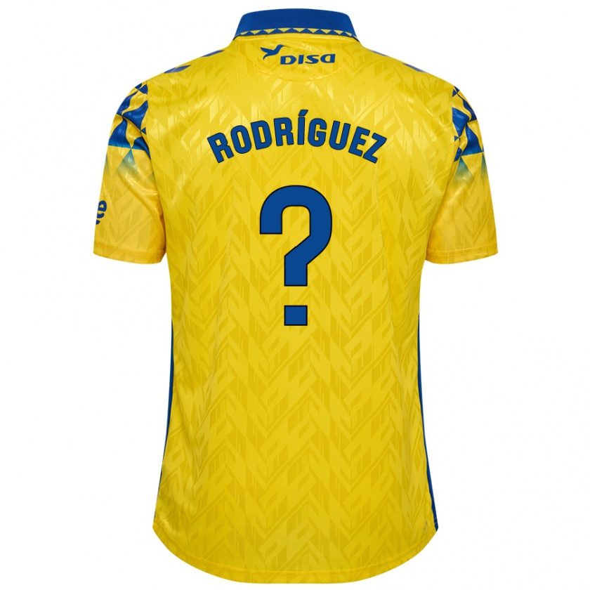 Kandiny Enfant Maillot David Rodríguez #0 Jaune Bleu Tenues Domicile 2024/25 T-Shirt