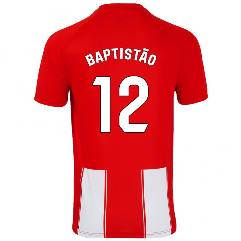 Kandiny Enfant Maillot Léo Baptistão #12 Rouge Blanc Tenues Domicile 2024/25 T-Shirt