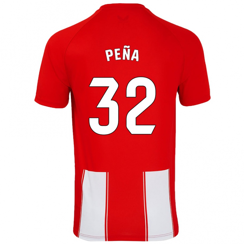 Kandiny Enfant Maillot Marcos Peña #32 Rouge Blanc Tenues Domicile 2024/25 T-Shirt