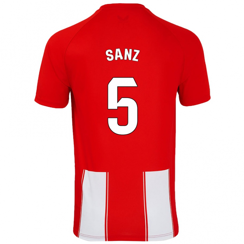 Kandiny Enfant Maillot Paco Sanz #5 Rouge Blanc Tenues Domicile 2024/25 T-Shirt