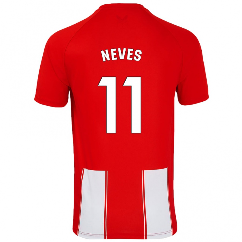 Kandiny Enfant Maillot Hugo Neves #11 Rouge Blanc Tenues Domicile 2024/25 T-Shirt