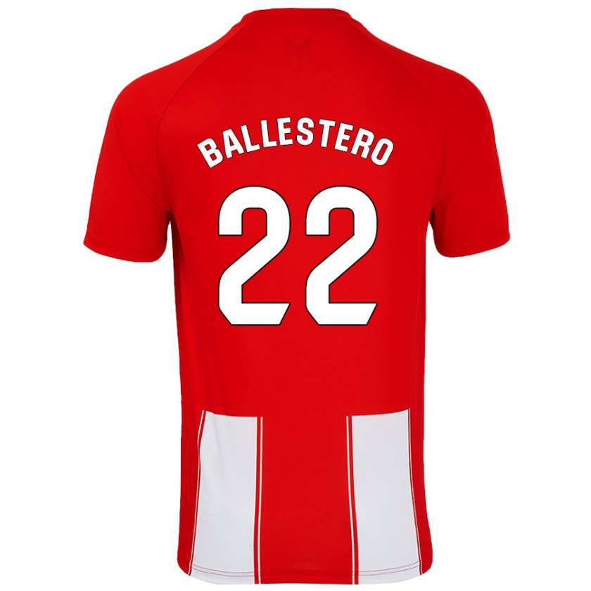 Kandiny Enfant Maillot Carlos Ballestero #22 Rouge Blanc Tenues Domicile 2024/25 T-Shirt