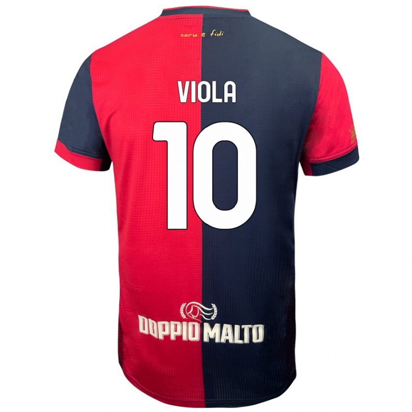 Kandiny Enfant Maillot Nicolas Viola #10 Rouge Bleu Foncé Tenues Domicile 2024/25 T-Shirt