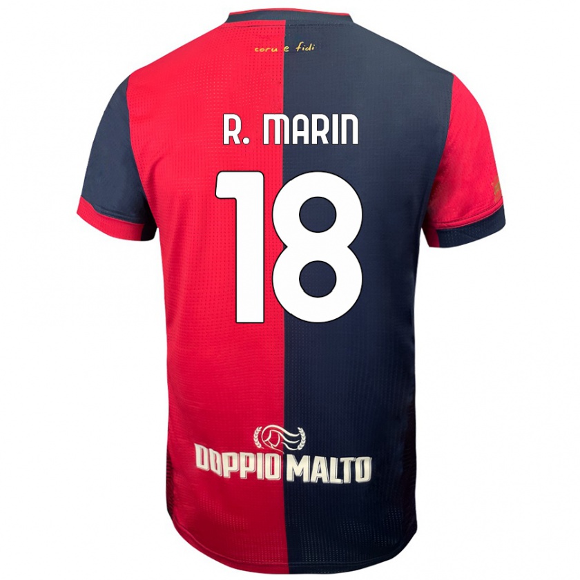 Kandiny Enfant Maillot Răzvan Marin #18 Rouge Bleu Foncé Tenues Domicile 2024/25 T-Shirt