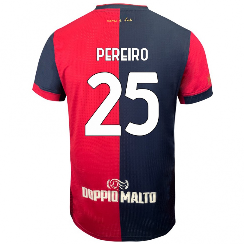 Kandiny Enfant Maillot Gastón Pereiro #25 Rouge Bleu Foncé Tenues Domicile 2024/25 T-Shirt