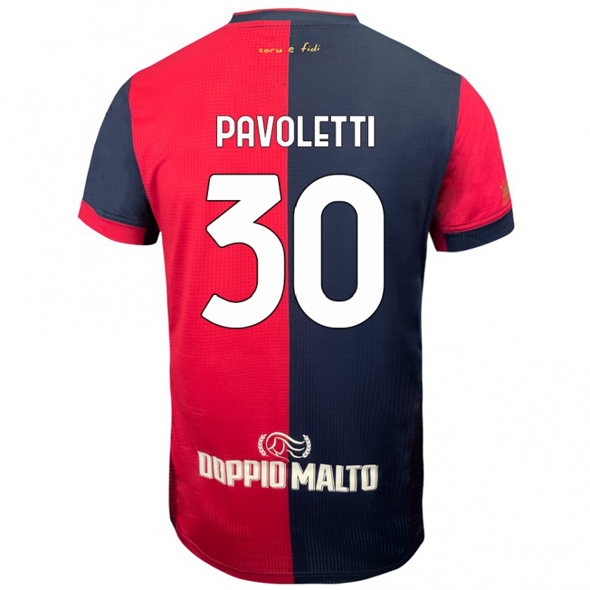 Kandiny Enfant Maillot Leonardo Pavoletti #30 Rouge Bleu Foncé Tenues Domicile 2024/25 T-Shirt