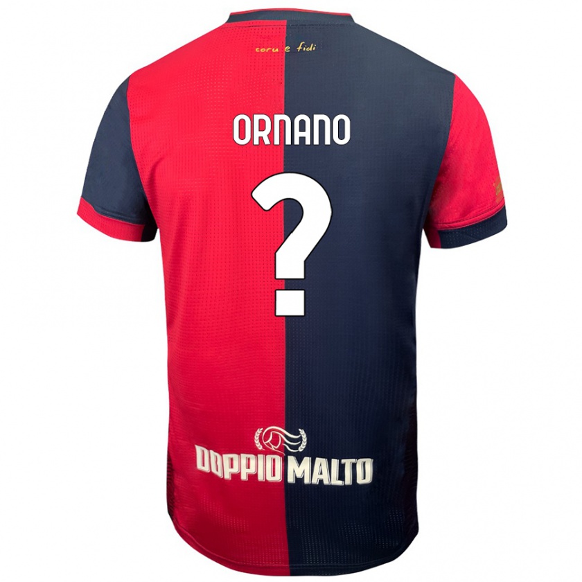 Kandiny Enfant Maillot Marco Ornano #0 Rouge Bleu Foncé Tenues Domicile 2024/25 T-Shirt