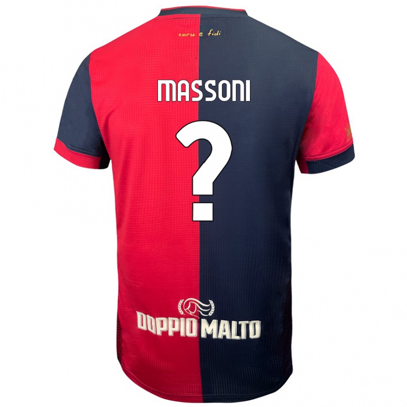 Kandiny Enfant Maillot Nicholas Massoni #0 Rouge Bleu Foncé Tenues Domicile 2024/25 T-Shirt