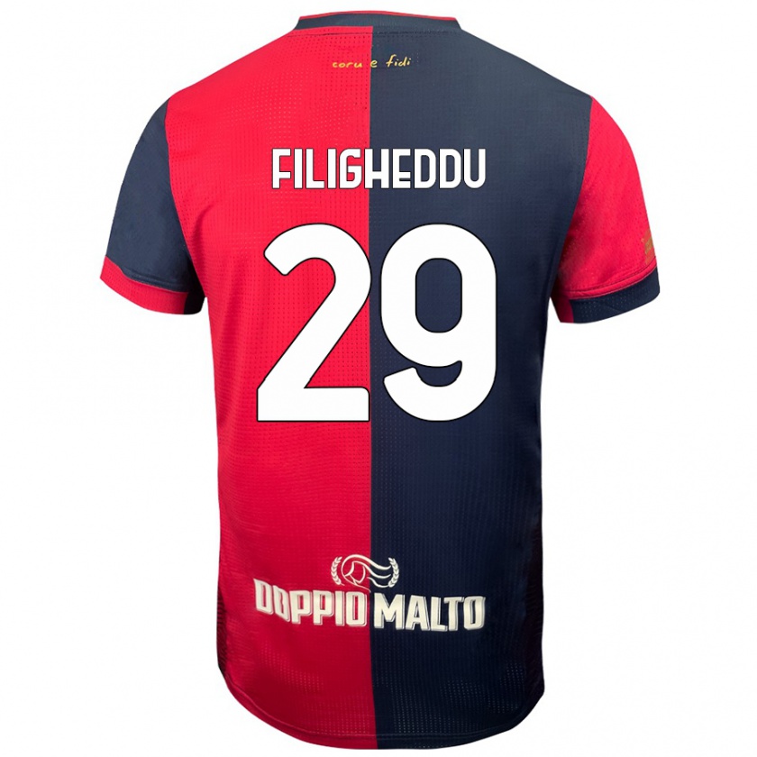 Kandiny Enfant Maillot Daniele Filigheddu #29 Rouge Bleu Foncé Tenues Domicile 2024/25 T-Shirt