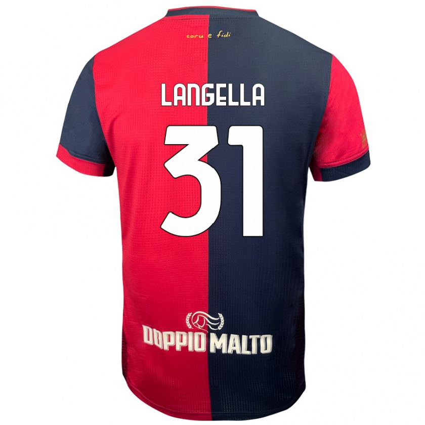 Kandiny Enfant Maillot Matteo Langella #31 Rouge Bleu Foncé Tenues Domicile 2024/25 T-Shirt