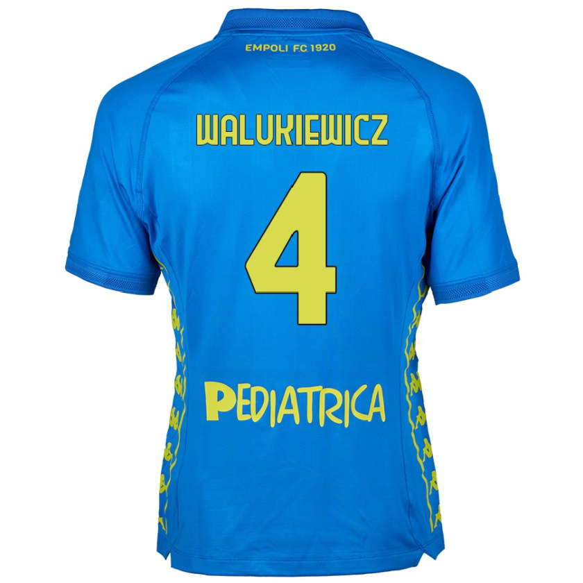 Kandiny Enfant Maillot Sebastian Walukiewicz #4 Bleu Tenues Domicile 2024/25 T-Shirt