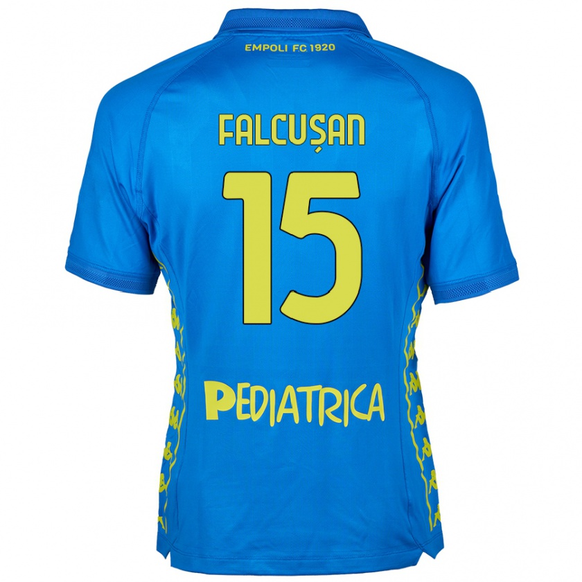 Kandiny Enfant Maillot Darius Fălcușan #15 Bleu Tenues Domicile 2024/25 T-Shirt