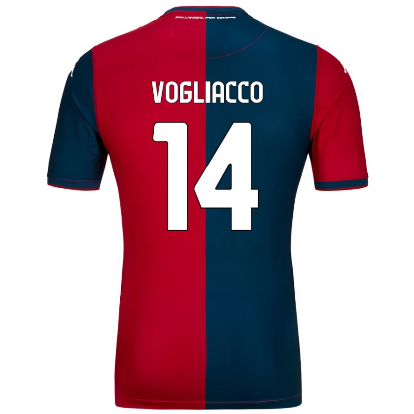 Kandiny Enfant Maillot Alessandro Vogliacco #14 Rouge Bleu Foncé Tenues Domicile 2024/25 T-Shirt