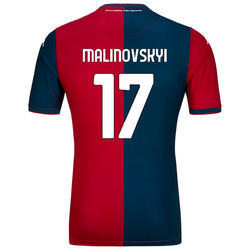 Kandiny Enfant Maillot Ruslan Malinovskyi #17 Rouge Bleu Foncé Tenues Domicile 2024/25 T-Shirt