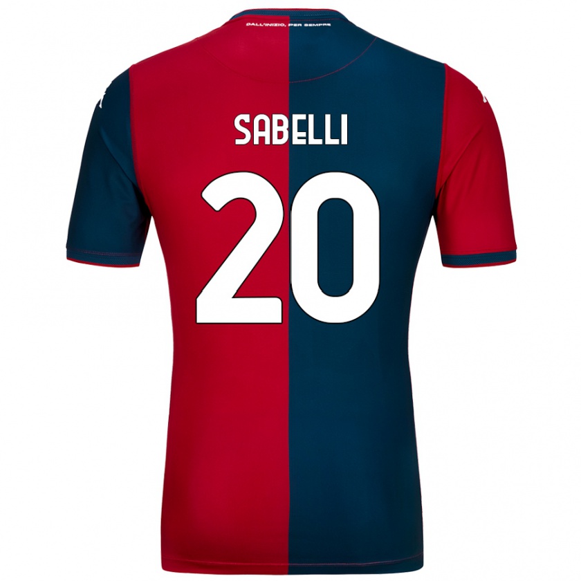 Kandiny Enfant Maillot Stefano Sabelli #20 Rouge Bleu Foncé Tenues Domicile 2024/25 T-Shirt