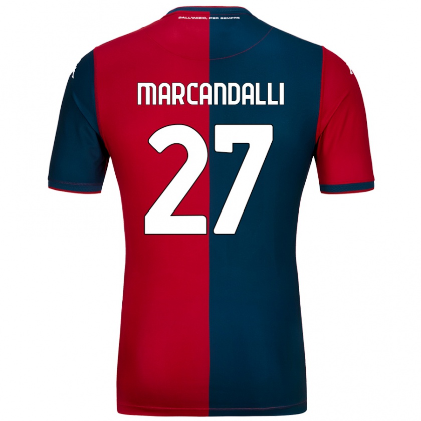 Kandiny Enfant Maillot Alessandro Marcandalli #27 Rouge Bleu Foncé Tenues Domicile 2024/25 T-Shirt