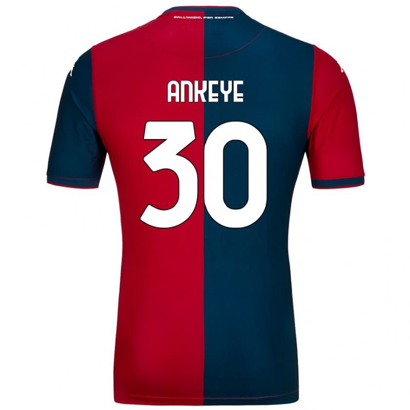 Kandiny Enfant Maillot David Ankeye #30 Rouge Bleu Foncé Tenues Domicile 2024/25 T-Shirt