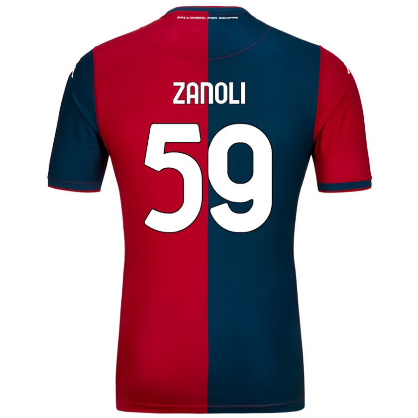 Kandiny Enfant Maillot Alessandro Zanoli #59 Rouge Bleu Foncé Tenues Domicile 2024/25 T-Shirt