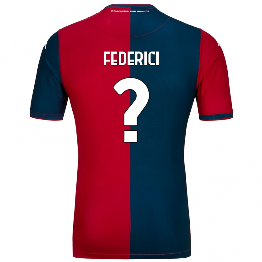 Kandiny Enfant Maillot Matteo Federici #0 Rouge Bleu Foncé Tenues Domicile 2024/25 T-Shirt