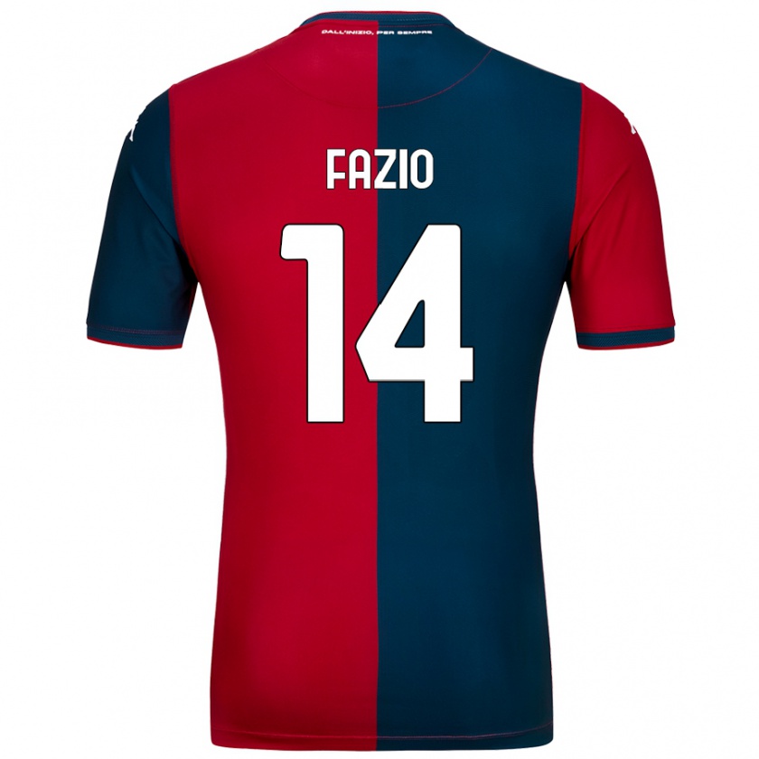 Kandiny Enfant Maillot Tommaso Fazio #14 Rouge Bleu Foncé Tenues Domicile 2024/25 T-Shirt