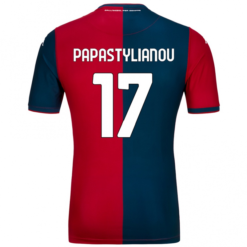 Kandiny Enfant Maillot Lysandros Andreas Papastylianou #17 Rouge Bleu Foncé Tenues Domicile 2024/25 T-Shirt