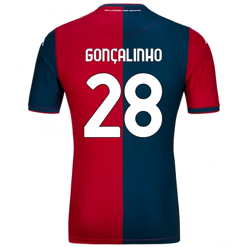 Kandiny Enfant Maillot João Gonçalinho #28 Rouge Bleu Foncé Tenues Domicile 2024/25 T-Shirt